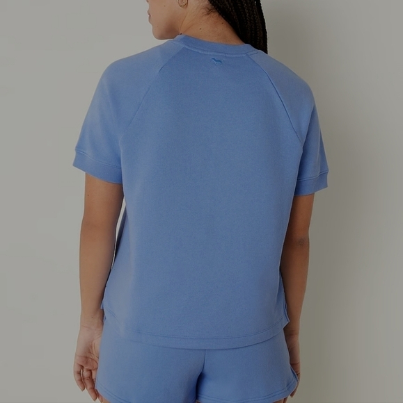 PINK Victoria's Secret FLEECE SHORT-SLEEVE CREWNECK SWEATSHIRT. Size XL. New. - Picture 2 of 10